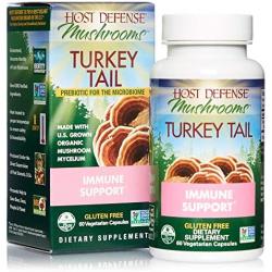 Host Defense, Turkey Tail, 60 Capsules, Natural Immune System and Digestive Support, Daily Mushroom Mycelium Supplement, USDA Organic, 30 Servings