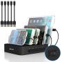 Multi Device Charging Station MSTJRY USB Charging Dock Switch Cell Phone 5 Port Charging Station Multiple Devices(Black, 5 Short Cables Included)
