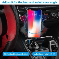 Cup Phone Holder for Car Upgraded, Volport Auto 360º Flexible Cupholder Cell Phone Holder, Automobile Cup Telephone Mount for iPhone 11 Pro Max XS XR X 8 Plus Pixel 4 XL Samsung S10+ Note 10 Plus A20