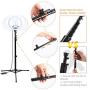 PrawnHz 10” Selfie Ring Light with Tripod Stand & Cell Phone Holder – Adequate Power Supply and Extension Cord – for YouTube Video/Photography Compatible with iPhone Xs Max XR Android
