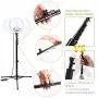 PrawnHz 10” Selfie Ring Light with Tripod Stand & Cell Phone Holder – Adequate Power Supply and Extension Cord – for YouTube Video/Photography Compatible with iPhone Xs Max XR Android
