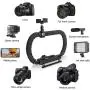 DSLR/Mirrorless/Action Camera Camcorder Phone Stabilizer 3-Shoe 2-Handed Vlog Video Holder Rig Low Position Shooting Steadycam Mount Detachable Grip Fit for GoPro Sony Canon Nikon DV iPhone Samsung