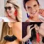 Tassel Earrings for Women Fashion - 15 Pack Colorful Drop Hook Fringe Earrings Set Tiered Thread Long Layered Ball Dangle Hoop Tassle Earrings Jewelry for Valentine Birthday Party Gift