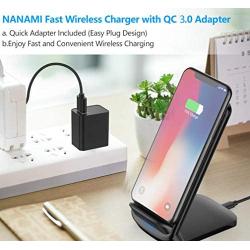 Fast Wireless Charger,NANAMI 7.5W Wireless Charging Stand [with QC3.0 Adapter] Compatible iPhone SE/11/11 Pro/11 Pro Max/XS Max/XS/XR/X/8/8 Plus,10W Qi Charger for Samsung S20/S10/S9/S8/S7/Note10+/9/8