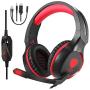Butfulake Gaming Headset for Xbox One PS4 PlayStation 4 Nintendo Switch PC Smartphone, 3.5mm Stereo Gaming Sound Over-Ear Headphones Noise Cancelling with Mic and LED Light, Red