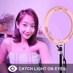 Selfie Ring Light with Tripod Stand with Phone Holder for, Live Stream,Self-Portrait Shooting (Pink,1 X Fill Light +1 X Mobile Phone Clip +1 X Remote Control, 10.2)
