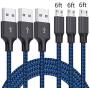 Micro USB Cable, 3Pack 6FT Android Charger Cord Long Nylon Braided Sync and Fast Charging Cables Compatible with Galaxy S6 S7 Edge, Android & Windows Smartphones and More- Blue