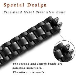 STIROLL Thin Replacement Band Compatible for Apple Watch 38mm 40mm 42mm 44mm, Stainless Steel Metal Wristband Women Men for iWatch 5/4/3/2/1 (Black, 38mm/40mm)