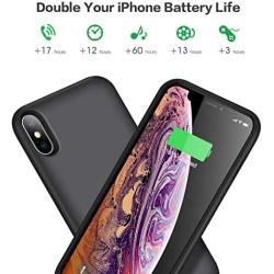 Battery Case for iPhone XS Max,Trswyop 7800mAh Portable Charging Case for iPhone XS Max Rechargeable External Battery Pack Extended Battery Protective Charger Case(6.5 inch)-Black