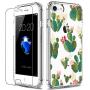 LUHOURI iPhone SE Case 2020,iPhone 8 Case,iPhone 7 Case with Screen Protector,Clear with Cactus in Flower for Girls Women,Protective Phone Case for iPhone 7 /iPhone 8/ iPhone SE2
