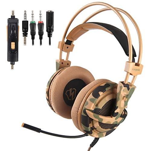LETTON Stereo Gaming Headset for PS4, PC, Xbox One Controller, Noise Cancelling Over Ear Headphones with Mic, Bass Surround, Soft Memory Earmuffs for Laptop Mac Nintendo Switch Games (L1)