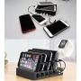 COSOOS Fastest Charging Station with Quick Charge QC 3.0, 6 Phone Charger Cables(3 Type),lWatch Stand,6-Port Multi USB Charger Station,Charging Station for Multiple Devices,Tablet,Kindle(UL Certified)