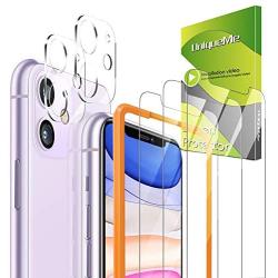 [5 Pack] UniqueMe 3 Pack Screen Protector for iPhone 11【6.1 Inch】 Tempered Glass [Alignment Frame]+ 2 Pack Camera Lens Protector for iPhone 11 [Bubble-Free][Case Friendly]