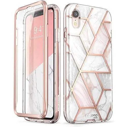 i-Blason Cosmo Full-Body Bumper Case with Built-in Screen Protector for iPhone XR 2018 Release, Pink Marble, 6.1" i-Blason Cosmo Full-Body Bumper Case with Built-in Screen Protector for iPhone XR 2018 Release, Pink Marble, 6.1"