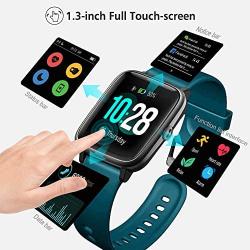 Lintelek Smart Watch, Full Touch Screen Smartwatch, 1.3 Inch Fitness Tracker with HR Monitor, Sleep Tracker, Stopwatch, IP68 Waterproof Fitness Watch Compatible with iOS, Android for Men, Women