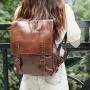 Zebella Vintage Faux Leather Backpack for Women Mens Vegan Leather Back Pack Travel Daypack College Bookbag-Coffee Zebella Vintage Faux Leather Backpack for Women Mens Vegan Leather Back Pack Travel Daypack College Bookbag-Coffee