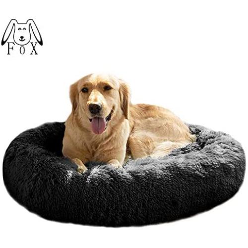 MFOX Calming Dog Bed (XL/XXL) for Medium and Large Dogs Comfortable Pet Bed Faux Fur Donut Cuddler Up to 35/55lbs, Self-Warming and Washable(Size 32"/36")…