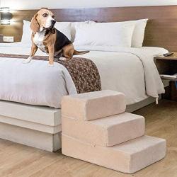 Nova Microdermabrasion Pet Dog Stairs Steps for High Beds Small Dogs with Washable Cover High Density Foam