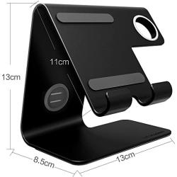 Desktop Cell Phone Stand, ZVEproof Aluminum Phone Dock Cradle Tablet Stand Holder, for Switch, iWatch, iPad, E-Reader, Mobile Phone, Android Smartphone, iPhone 11 Xs Max Xr X, Accessories Desk - Black