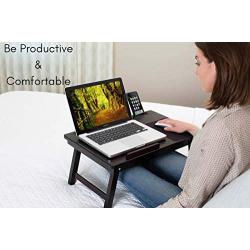 Sofia + Sam Multi Tasking Laptop Bed Tray – Bamboo Lap Desk – Folding TV Tray Table – Smartphone Tablet Lap Tray – Homework Study Reading Eating Food - Walnut