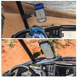 CamKix UTV Side by Side Roll Bar Phone Mount Compatible with Polaris RZR, General, Ranger and Most Other UTV Brands - Holds Smartphones, GoPro, Other Action Cams - Phone Holder Clip, GoPro Mount Incl