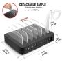COSOOS Fastest Charging Station with Quick Charge QC 3.0, 6 Phone Charger Cables(3 Type),lWatch Stand,6-Port Multi USB Charger Station,Charging Station for Multiple Devices,Tablet,Kindle(UL Certified)