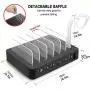 COSOOS Fastest Charging Station with Quick Charge QC 3.0, 6 Phone Charger Cables(3 Type),lWatch Stand,6-Port Multi USB Charger Station,Charging Station for Multiple Devices,Tablet,Kindle(UL Certified)