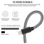 iPhone Charger Cable, MFi Certified Lightning Cables 5Pack [3/3/6/6/10FT] Nylon Braided Charging Cord Compatible with iPhone 11 Pro Max XS XR X 8 7 6S 6 Plus SE 5S 5C 5 iPad (Black White)