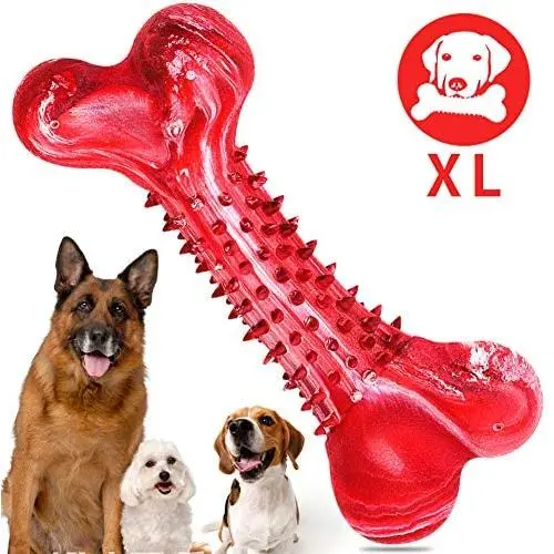 ZGSZ Large Dog Toys Durable Dog Chew Toy for Aggressive Chewers, Beef Flavored Tough Dog Bone Natural Rubber Teeth Cleaning Chews Non-Toxic Toy for All