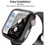 Tauri 2 Pack Case Built-in Tempered Glass Screen Protector for Apple Watch 44mm Series 5/Series 4, iWatch 44mm Glass Screen Protector Cover, Matte Hard Bumper, Full Protection - Black