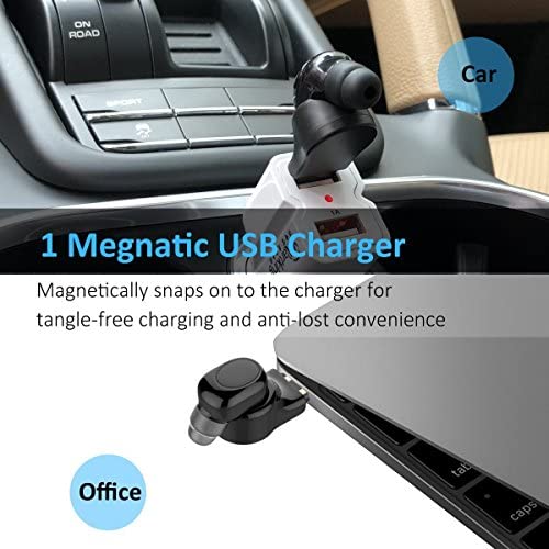 Single Ear Wireless Earbud Bluetooth Headset in-ear Mini Invisible Bluetooth Headphone Business Earphone with Mic 6-Hour Playtime Magnetic USB Charging Dock One-button Control Sweatproof Sport Earbuds