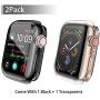 [2-Pack] Julk Case for Apple Watch Series 5 / Series 4 Screen Protector 44mm, 2019 New iWatch Overall Protective Case TPU HD Ultra-Thin Cover for Series 5/4 (1 Black+1 Transparent)