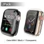 [2-Pack] Julk Case for Apple Watch Series 5 / Series 4 Screen Protector 40mm, 2019 New iWatch Overall Protective Case TPU HD Ultra-Thin Cover for Series 5/4 (1 Black+1 Transparent)