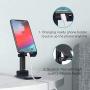 Cell Phone Stand, Angle Height Adjustable Cell Phone Stand for Desk, Fully Foldable Phone Holder, Tablet Stand, Case Friendly Compatible with All Mobile Phone/iPad/Kindle/Tablet (Black)