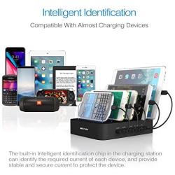 Multi Device Charging Station MSTJRY USB Charging Dock Switch Cell Phone 5 Port Charging Station Multiple Devices(Black, 5 Short Cables Included)