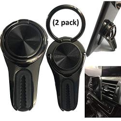 Slick Trick (2 Pack) Black Chrome 3 in 1 Cell Phone Grip Stand, Car Mount Ring Finger Holder, Car Air Vent Holder, Kickstand Aircraft Grade Aluminum Polished Chrome Finish