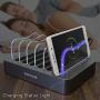 Simicore Charging Station for Multiple Devices, Simicore 6-Port USB Charger Station with 7 Short Mixed Cables for Cell Phones, Smart Phones, Tablets (Space Gray)