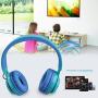 Riwbox WT-7S Bluetooth Headphones, LED Light Up Wireless Foldable Stereo Headset with Microphone and Volume Control for PC/iPhone/TV/iPad (Blue)