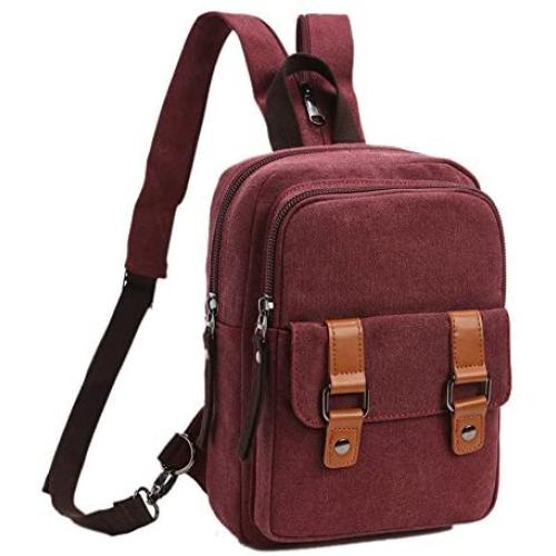 Arbag Small Cute Backpack Vintage Casual Canvas Shoulder Bag Daypack 8528bag,Winered