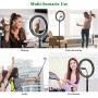 10" Ring Light with Tripod Stand, Dimmable Selfie LED Ring Light with Adjustable Phone Holder for Live Stream, Makeup, Photography, YouTube Videos, Compatible with iPhone Android