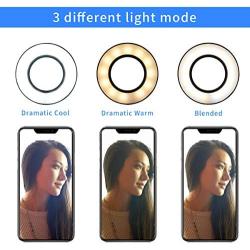 Tranesca Selfie Ring Light with Cell Phone Holder Stand for Live Stream/Makeup, LED Camera Lighting [3-Light Mode] with Flexible Arms Compatible with iPhone 8 7 6 Plus X Android (White)