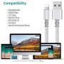 Lightning Cable, MAILAIZ iPhone Charger 3pack 6ft Extra Long Nylon Braided Cables Syncing and Fast Charging Cord Compatible with iPhone XS MAX/XR/XS/X/8/7/Plus/6S/6/SE/5S/5C/iPad