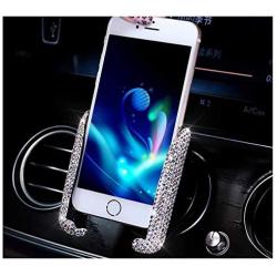 Siyibb Crystal Universal Car Phone Holder Gravity Car Air Vent Mobile Phone Mount - White