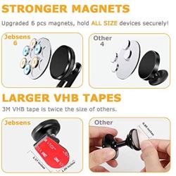 Magnetic Phone Car Mount, Jebsens Universal Magnetic Car Phone Holder Metal Dashboard Cell Phone Stand Compatible with All Smart Phones, Black