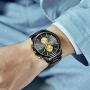 GOLDEN HOUR Mens Watches with Black/Silver Stainless Steel and Metal Casual Waterproof Chronograph Quartz Watch, Auto Date in Colorful Hands