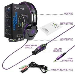 SADES SA930Plus Stereo Gaming Headset Noise Isolating Headphones with Mic,Volume-Control, Bass, Soft Memory Earmuffs for PS4 Pro Xbox One PC Computers Laptop Mac Phones Tablet Nintendo Switch Games
