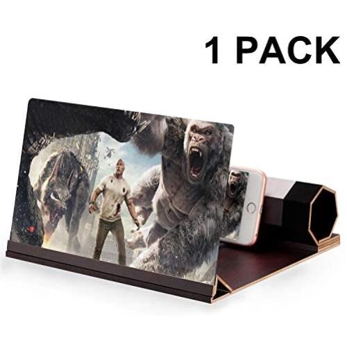 12 Wood Screen Magnifier for Cell Phone, 12-inch Foldable HD Screen Amplifiers Compatible with All Smart Phones, Enlarge Screens Stand Holder for Movie, Video, Reading, and Playing Games