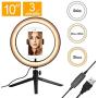 Lomanda 10" Selfie Ring Light with Tripod Stand Ring Light with Cell Phone Holder 3 Light Modes & 10 Brightness Level Multi-Angle Fill Light for YouTube Video/Photography Compatible