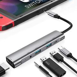 RREAKA Nintendo Switch Dock Portable Switch Charging Dock 4K HDMI TV Adapter Switch Docking Station Charger with USB 3.0 Dock 3.5mm Headphone Audio (Upgraded System)