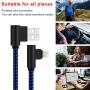 Right Angle iPhone Charger Cable 3 Pack 10 FT 90 Degree Lightning Cable Extra Long Nylon Braided Charging and Syncing Cord Compatible with iPhone Xs Max/XS/XR/X/ 8/8 Plus (Blue Black,10Foot)
